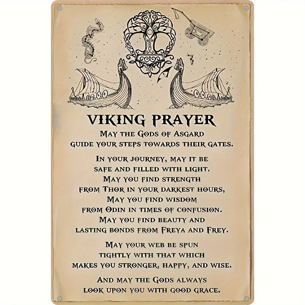 [Viking Prayer Sign  Style  Viking Prayer Themed 8*12  Aluminum Tin Sign| For Viking Culture Lovers  Home Decor Enthusiasts