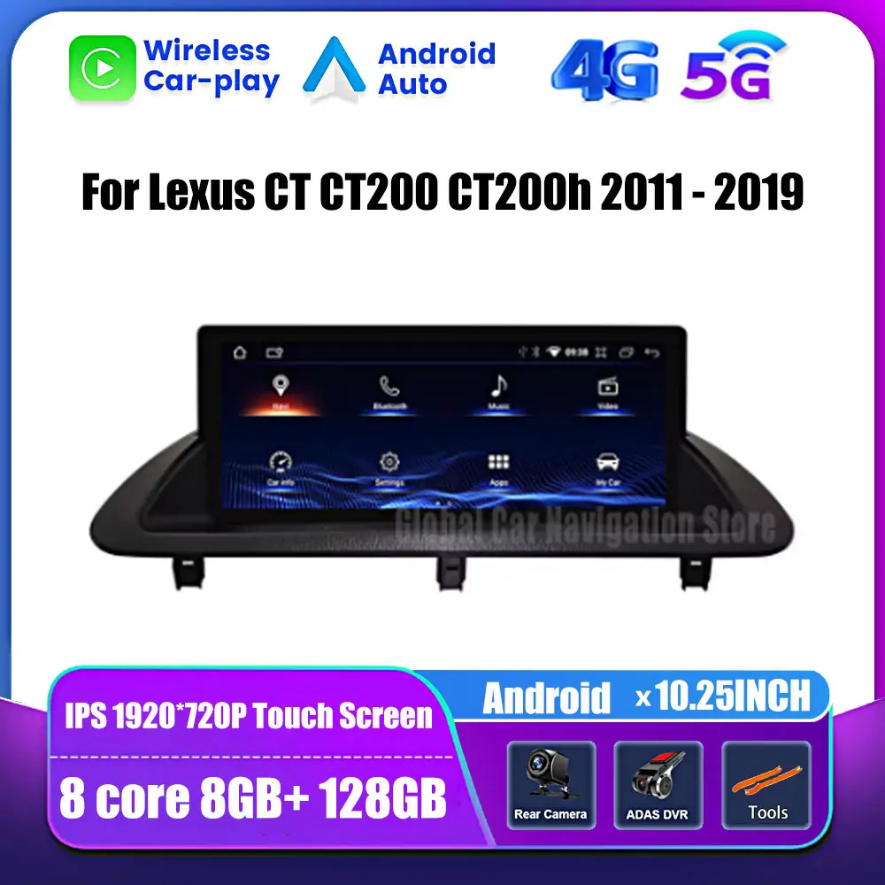 

10.25' Android 12 Carplay Auto For Lexus CT CT200 CT200h 2011 - 2019 Car Radio Multimedia Video Player Navigation GPS 2din 2 din