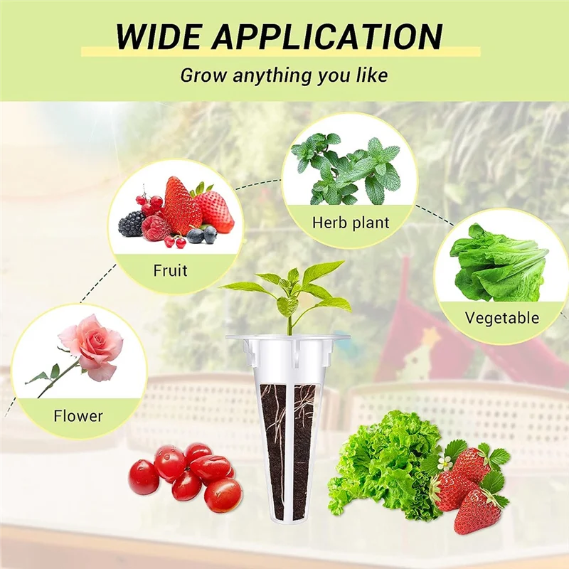 LICE-100 Buah Keranjang Tumbuh, Keranjang Polong Pemula Benih Hidroponik Pengganti Hidroponik Kompatibel dengan 100 Buah Label Tanaman Durab