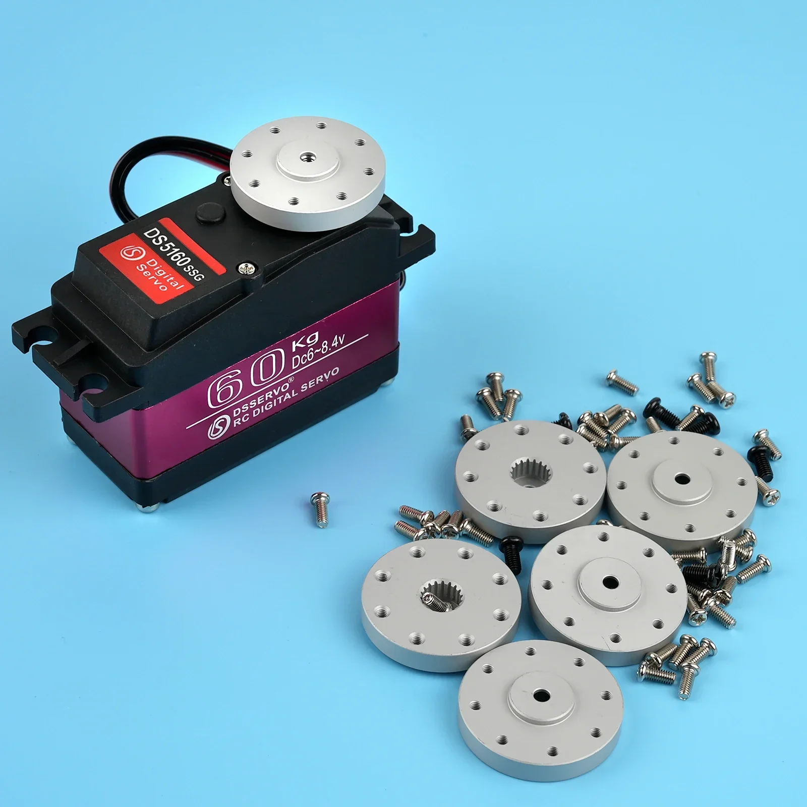 دعامة مؤازرة دائرية معدنية فاخرة 18T مع 4 صواميل M2 5x6 متوافقة مع DS5160 DS5180 DS51150 DS51160 60 80 150 160 كجم محركات مؤازرة