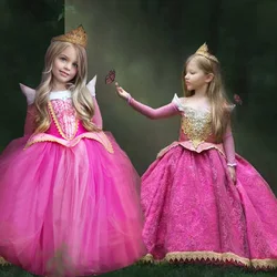 Sleeping Beauty Cosplay Costume Girl Princess Luxury Dress Halloween Costume for Kids Birthday Party Ball Gown Dresses Vestidos