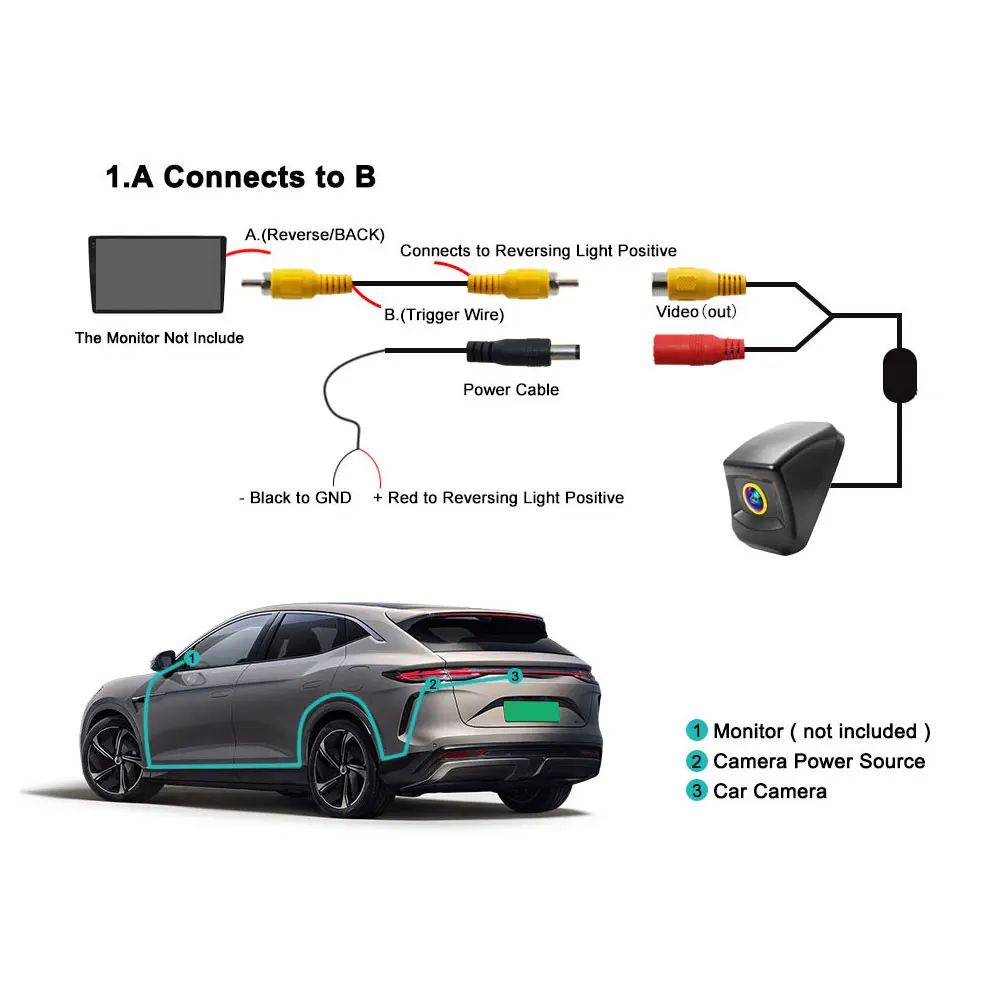 1080P Dynamic Trajectory Car Camera Switchable Backup Camera Rear View Camera Cut Wire Control Parking Guide Lines For Car