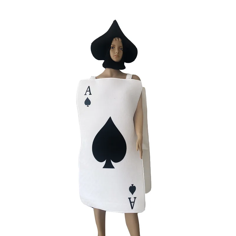 2025 Halloween Poker Spades A Costume Black Hat Dress Suit Print Skirt Cosplay Costume Halloween Decorations Party Decoration