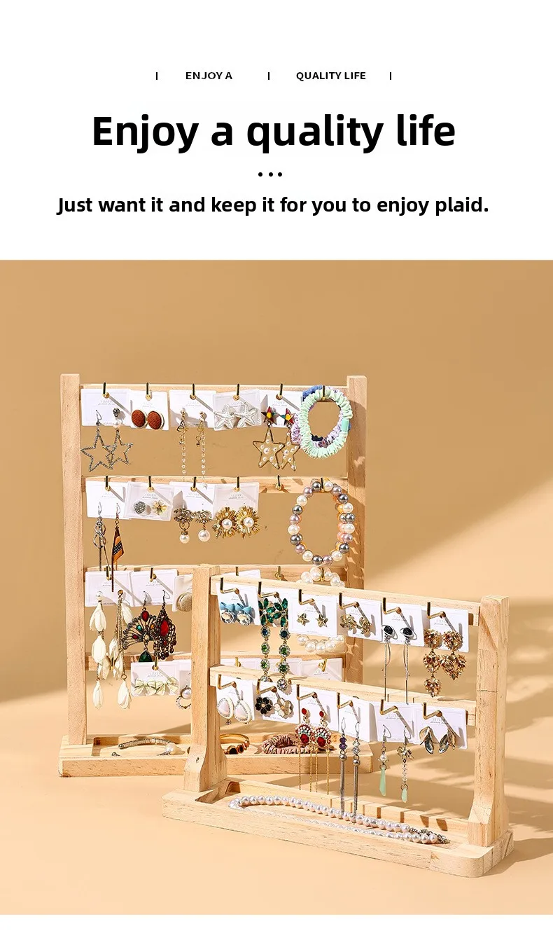Jewelry Keychain Earrings Pendant Display Stand Solid Wood Trinket Hanger Hook Premium Sense Stall Store Counter