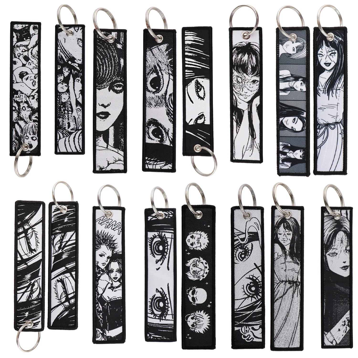 

New Anime Series Key Tags Pochita Embroidery Key Fobs Keychain for Car Motorcycles Key Holder Cosplay Accessories Gifts