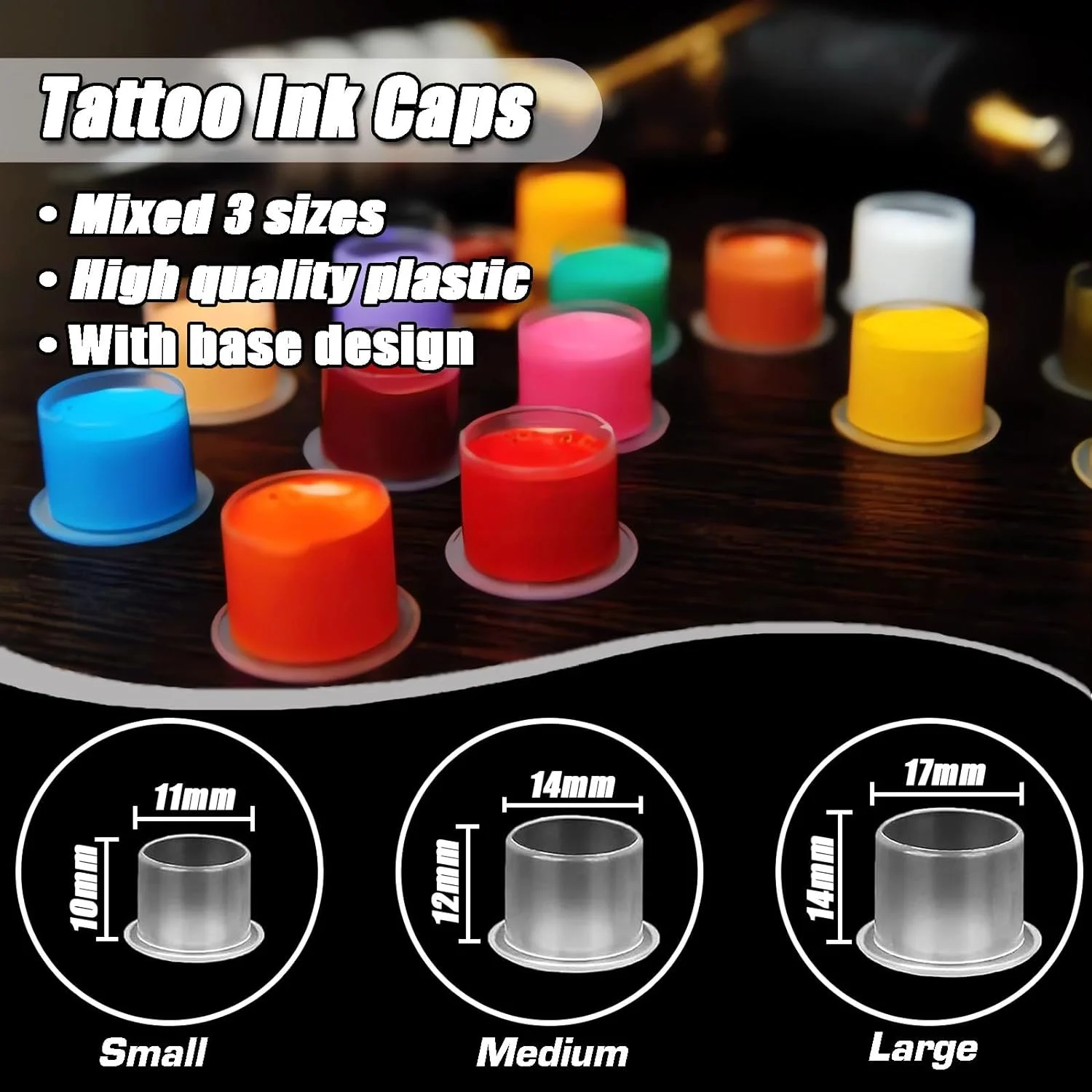 DM 100 قطعة كوب حبر الوشم القابل للتصرف الصباغ البلاستيكي حامل واضح غطاء الحاويات مع أسفل تجميل دائم Microblading العرض