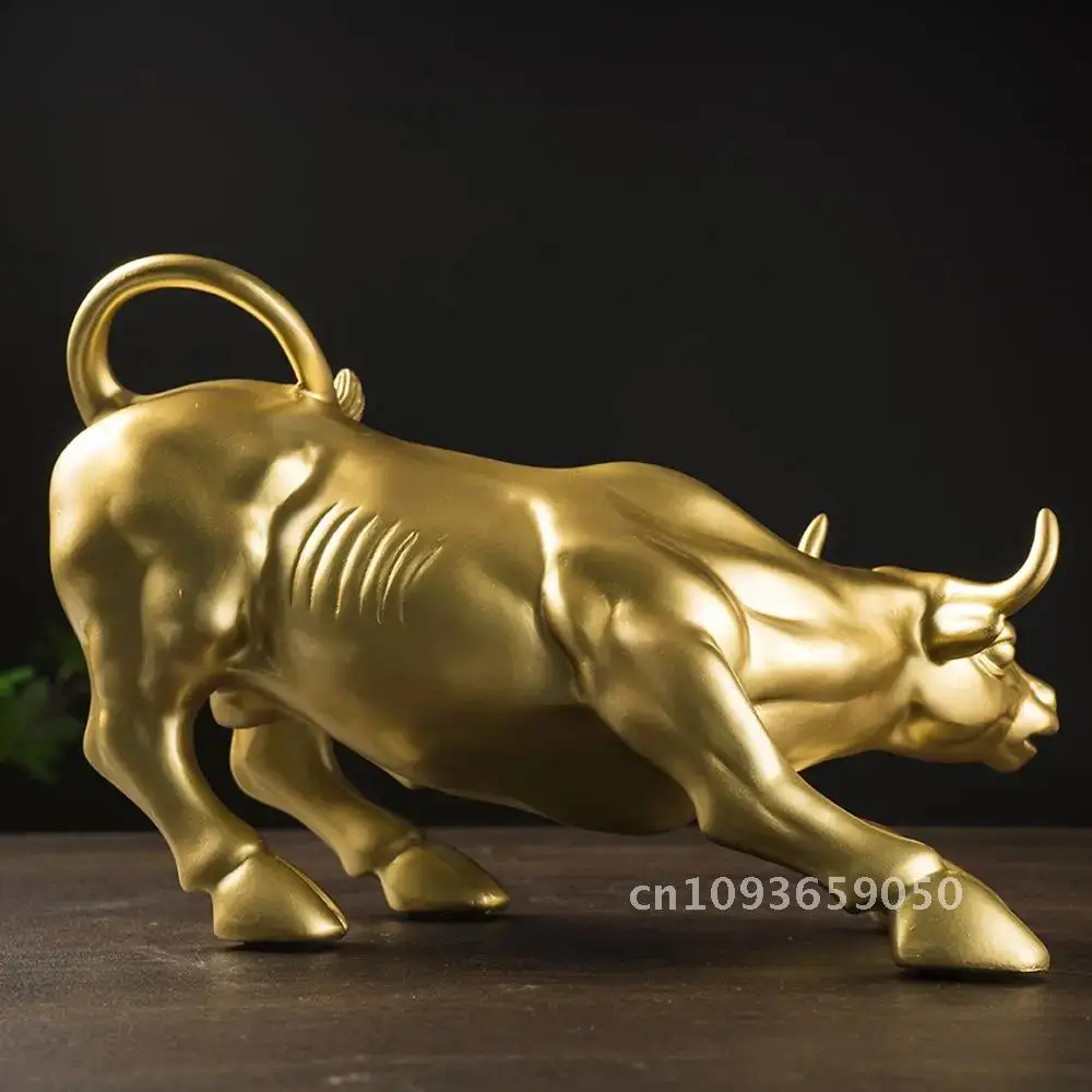 Decoration 27cm Resin Charging Bull Wall Street Office Sculpture Fortune Shui Bookshelf Stock Market Statue Feng Desktop Vilead