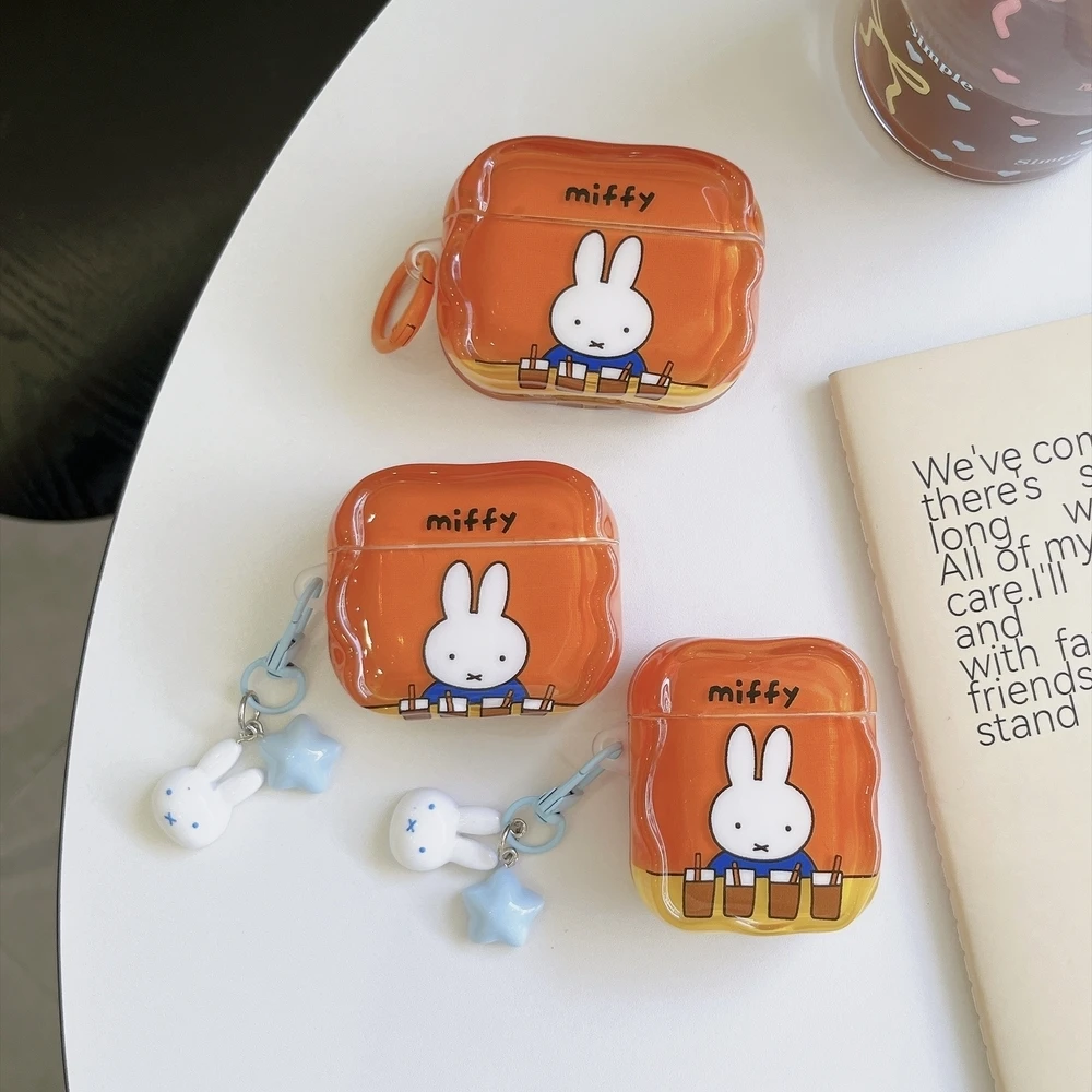 Kawaii Niedliche Cartoon Miffy Kaninchen Kopfhörerhülle für Airpods 1 2 3 4 Pro 2 3 Kabelloses Bluetooth-Headset Schutzhülle