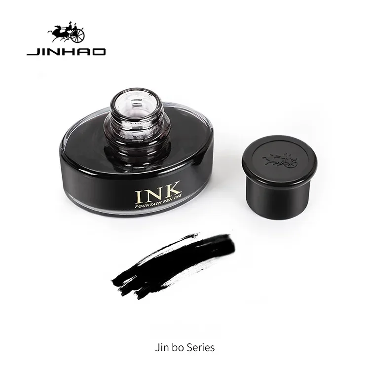 Jinhao-tinta para pluma estilográfica, 50ml, vidrio negro/azul, escritura embotellada, caligrafía, tinta china, suministros escolares de oficina, papelería