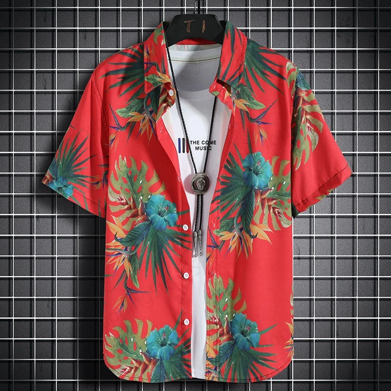 Hawaiian Beach Shirt Men Women Fashion Single-Breasted Short Sleeve Shirts Quick Dry Seaside Vocation Blouse LOOSE Clothes Male