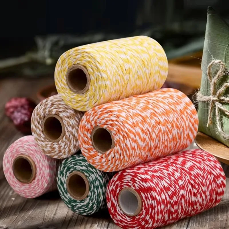 1PC 2mm two-color tamale cotton rope package decorations cotton thread turkey meat sausage bundling cotton hemp rope 100 meters