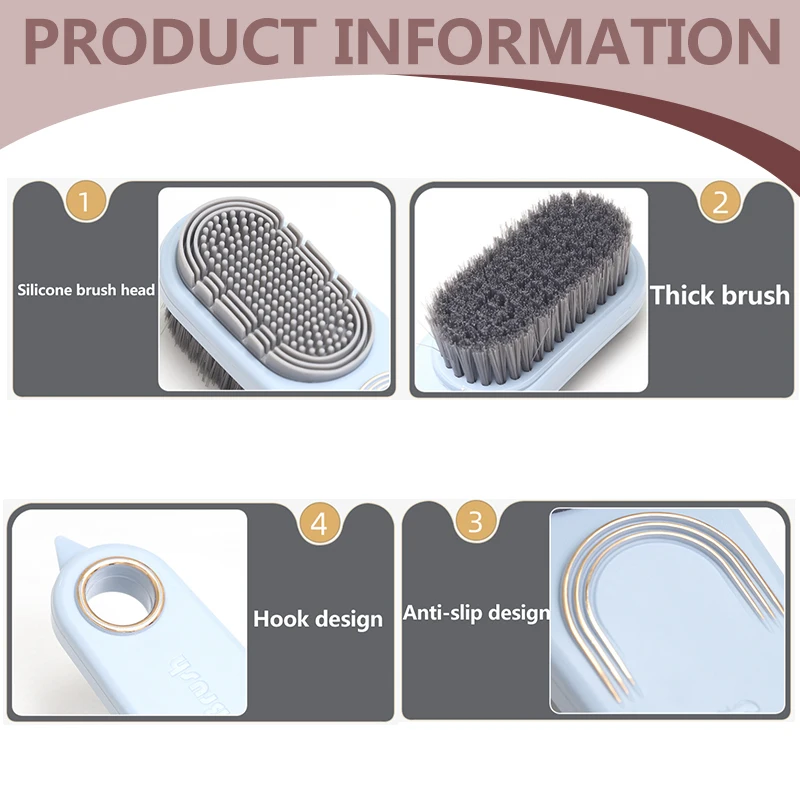 Double-Sided Shoe Brush Soft Bristled Cleaning Brush Silicone brush head Multifunction Brush Clothes Shoes Household tools