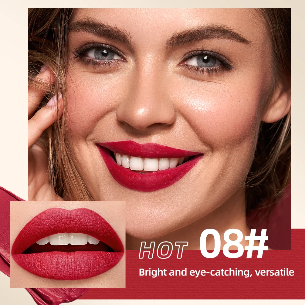 QIBEST 1PC Sexy Matte Lipstick Waterproof Long Lasting Color Rendering antiaderente Velvet Lips Liner Pencil Woman Makeup Cosmetics