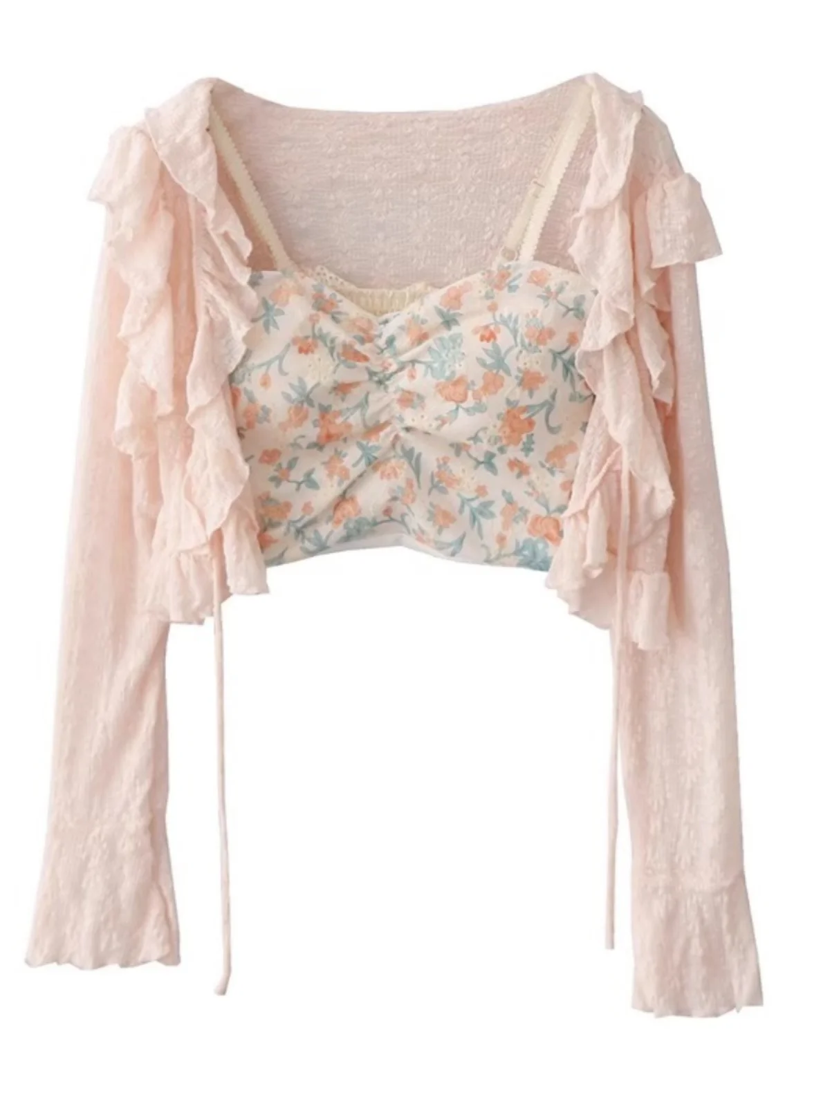 

Summer New Sle Women's Lace irt Sun Protection Outerwear with Svel Vest And Skirt Loose Fit V-Ne ort Length