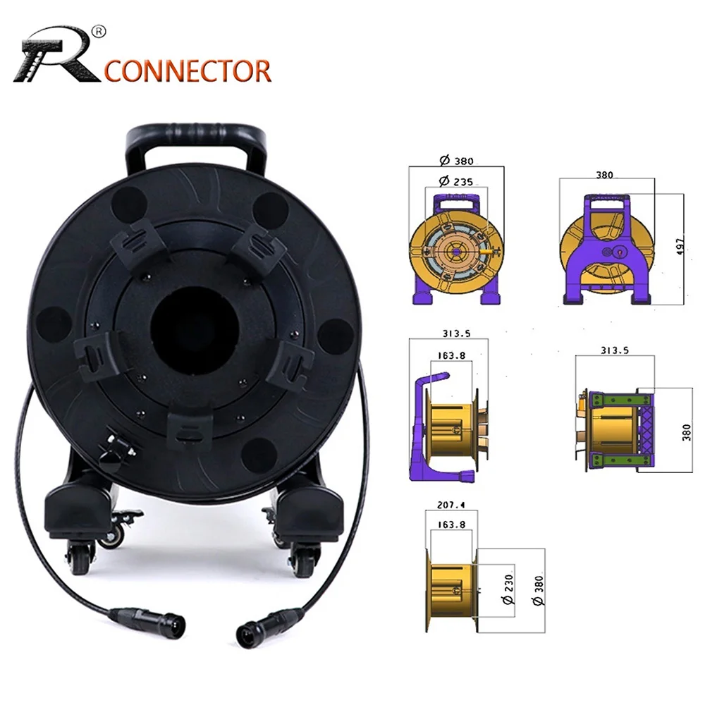 LED Display Connection Signal RJ45 Female to Female Cat.5E/CAT.6A UTP/STP Network Extension Cable PCD380 Winding Drum with Wheel