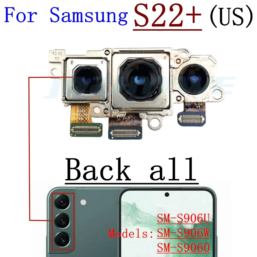 Telecamera posteriore anteriore posteriore per Samsung Galaxy S22 + Plus piccolo modulo fotocamera frontale principale Flex parti di ricambio