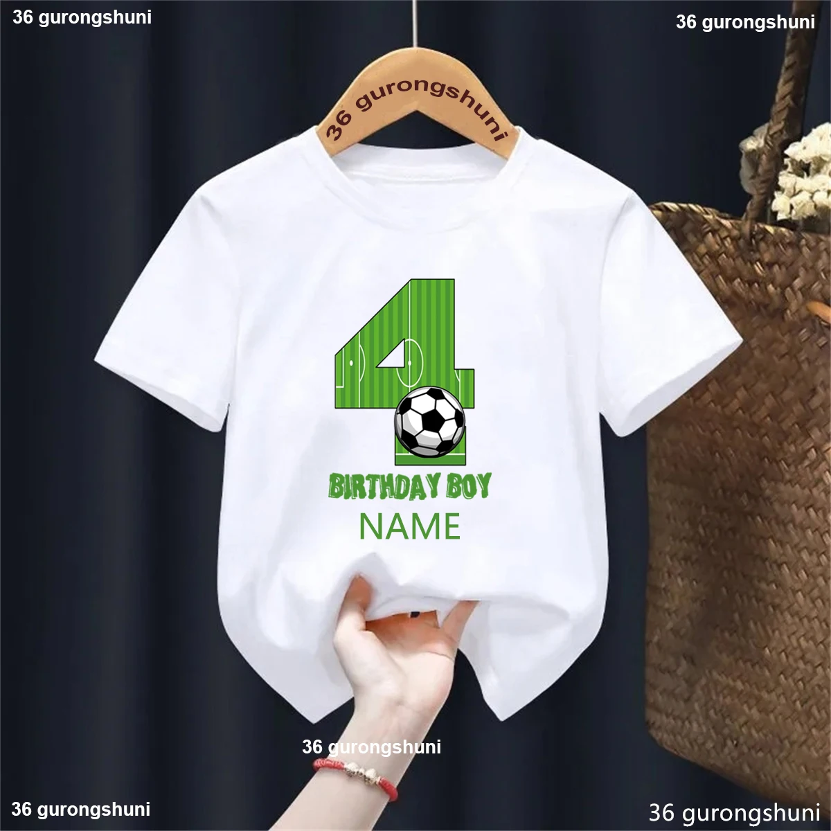 Customized Name Football Birthday Number Print Boys T-Shirts 1-9 Years Birthday Soccer Kids Tshirt Birthday Party Gifts Clothes