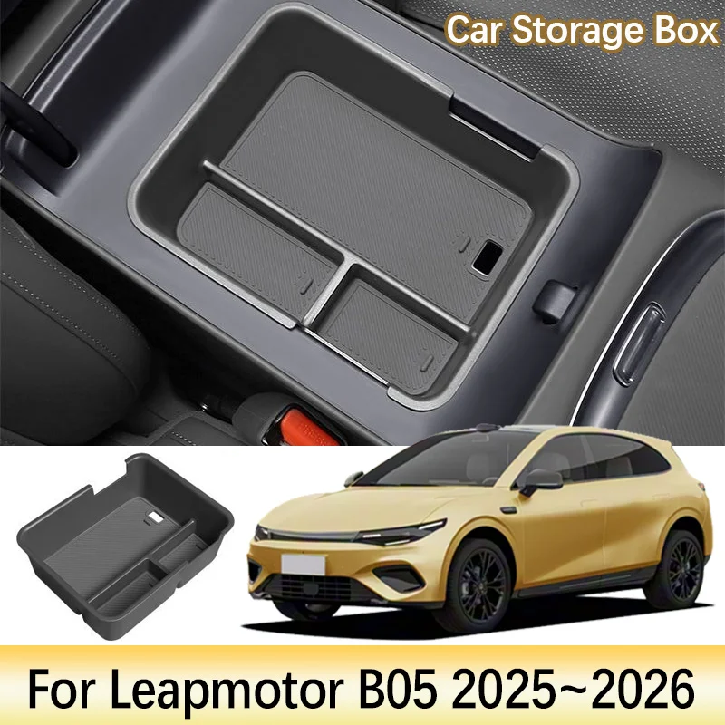 Armrest Storage Box For Leapmotor B05 Accessories 2025 2026 Lafa 5 ABS Central Control Partition Storage Box Interior Decoration