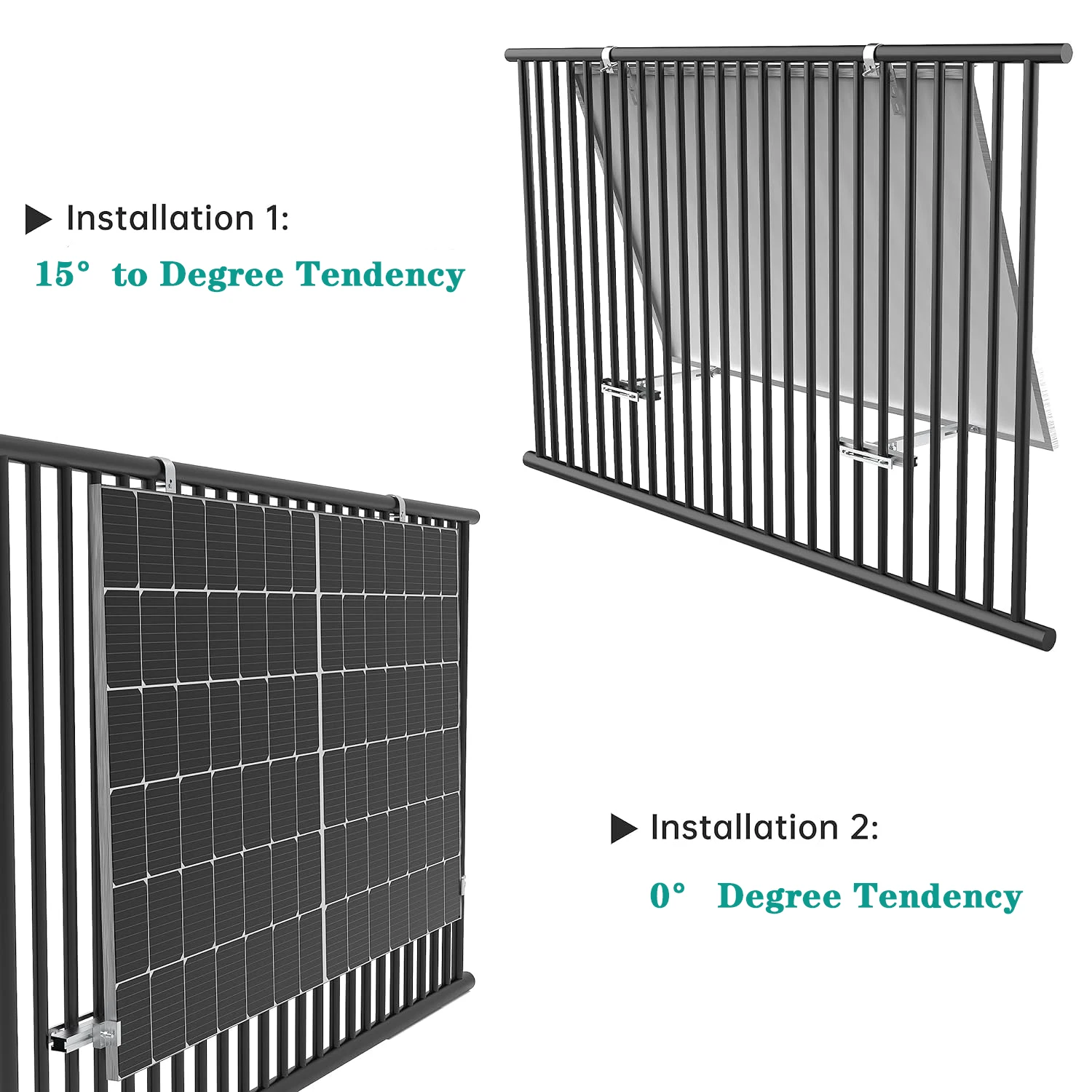 Balkon-Kraftwerkshalterung für 400 W, 410 W, 800 W, 820 W, Solarmodule, Halterung aus Aluminiumlegierung, Geländer, verstellbarer Winkel 0 bis 30 – Detail 4