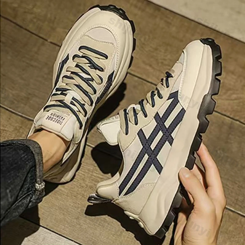 

Мужские кроссовки на платформе, осенняя дышащая винтажная повседневная обувь, увеличивающая рост, удобная уличная нескользящая вулканизированная обувь на шнуровке