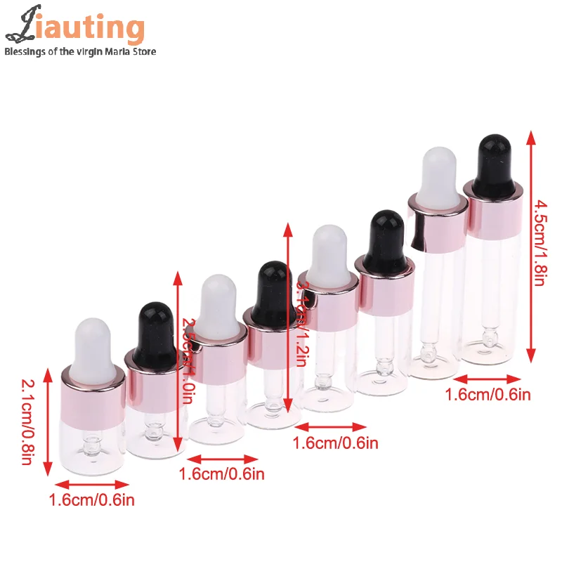 1-5ml Dropper Bottles Reagent Eye Drop Transparent Glass Aromatherapy Liquid Pipette Bottle Refillable Bottles Travel