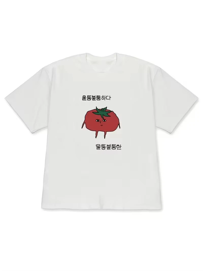 Unisex Funny Cartoon Vegetable Graphic T‑Shirt Carrot Tomato Eggplant Print Crewneck Short Sleeve Casual Humor Streetwear Tee