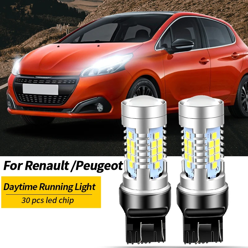 2x Światła do jazdy dziennej LED DRL W21/5W 7443 Do Renault Duster Kangoo Logan Sandero 2 Peugeot 2008 208 301 Citroen Berlingo C3