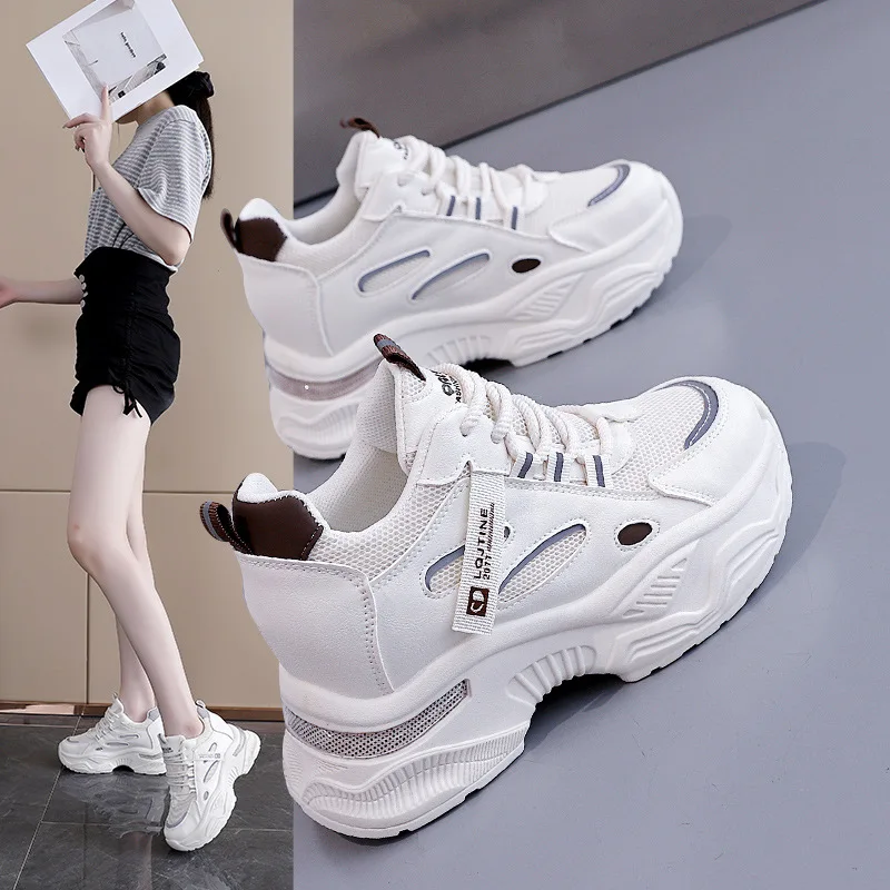 

Ladies Dad Shoes Spring and Autumn Korean Edition New Small Thick Bottom Increased Height Casual Sports White Shoes