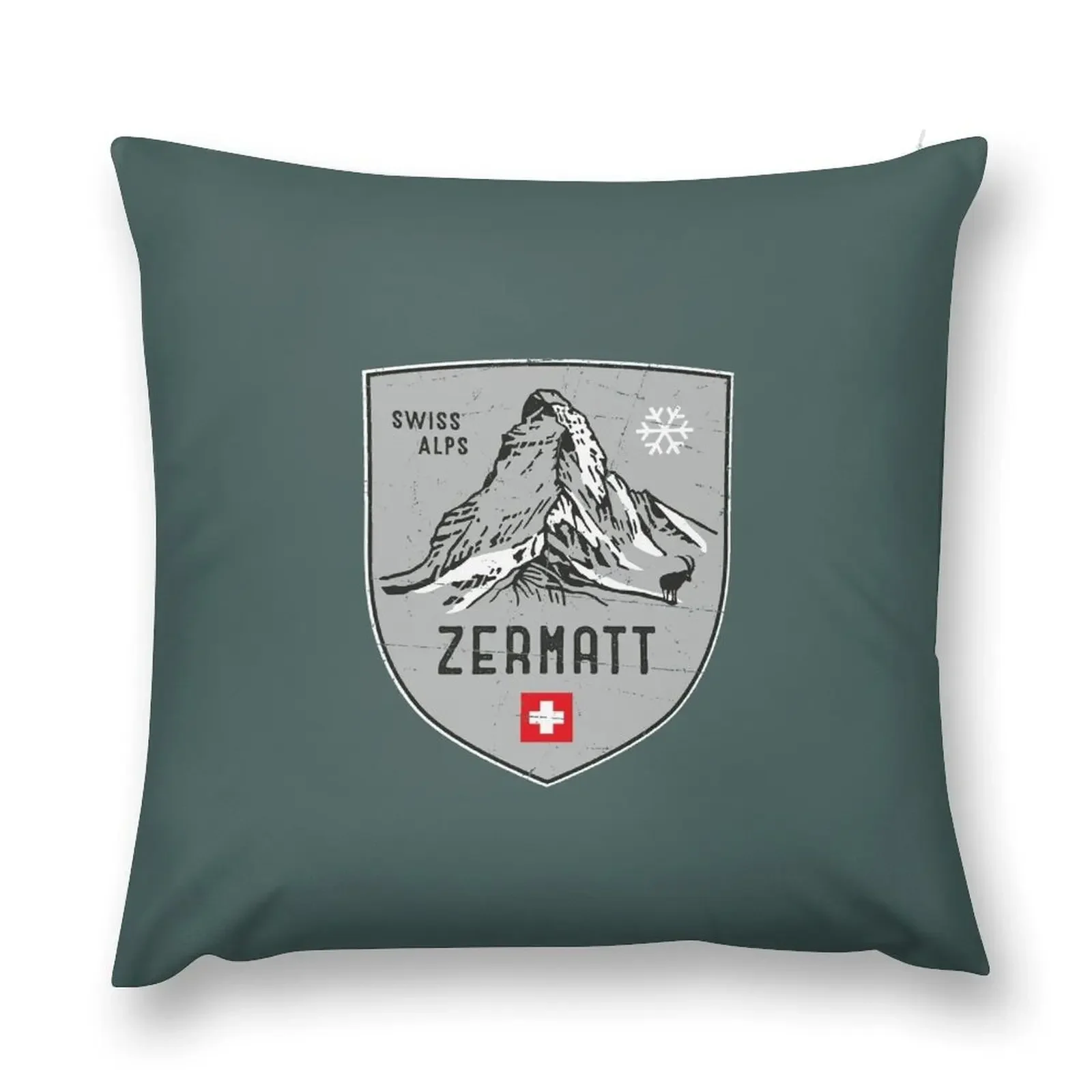 Zermatt Mountain Switzerland Emblem Throw Pillow Decorative Pillow Covers For Sofa Cushions For Decorative Sofa pillow