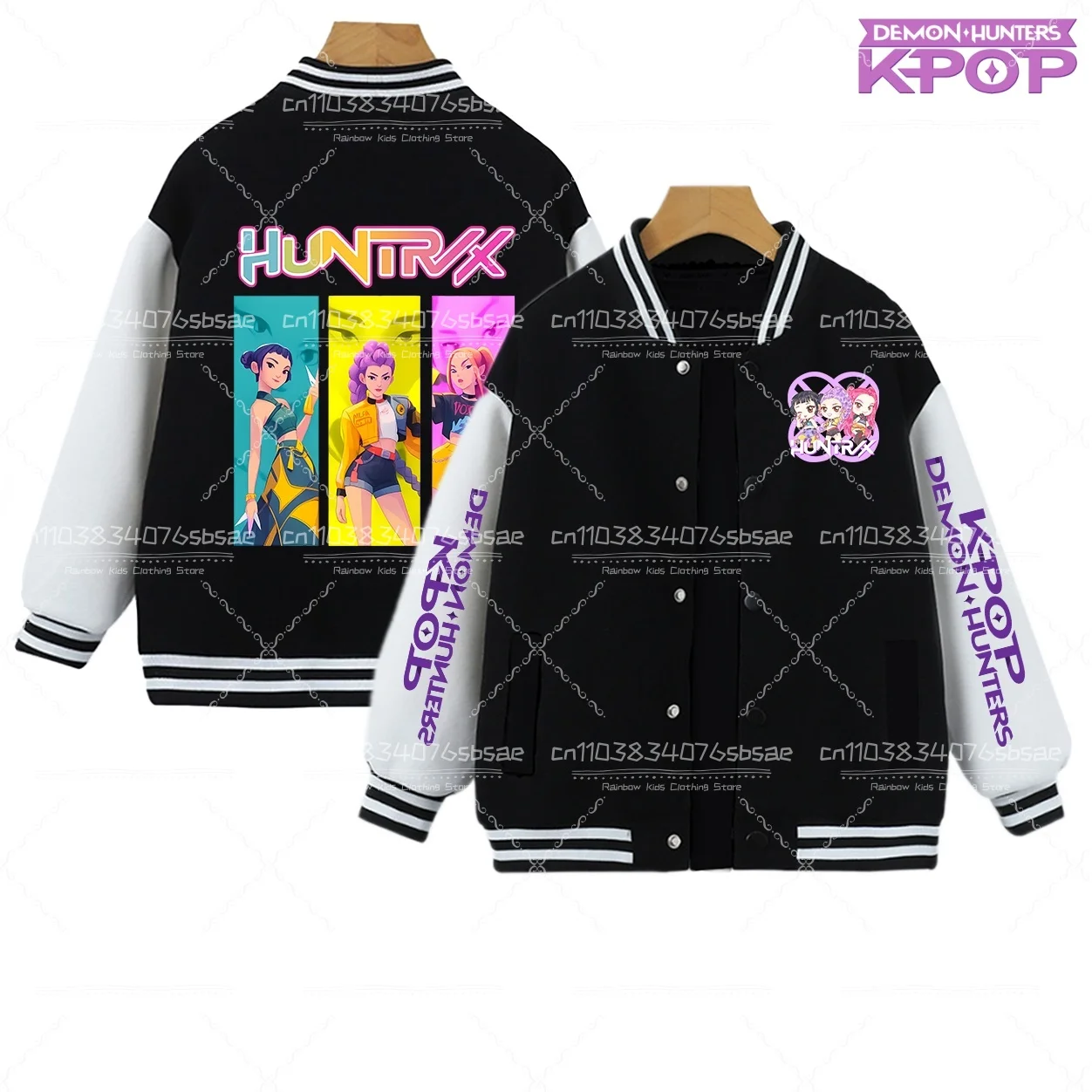 زي بيسبول KPop Demon Hunters للأطفال، معطف كارتوني كاواي، سترة أرجوانية، ملابس أنيمي عصرية للأطفال، هدية بأكمام طويلة #6