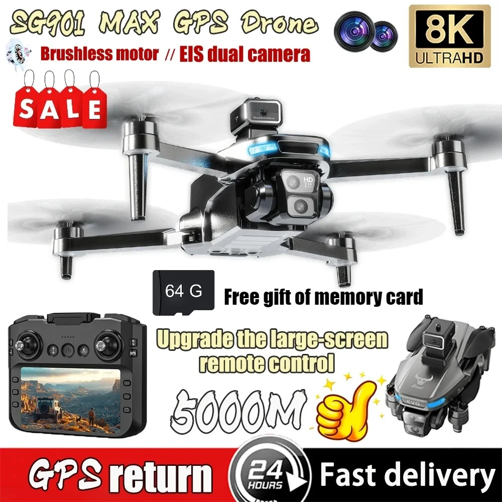 

2024 New SG901 Drone Screen Send Memory Card 8K HD Camera 5G Image Transfer GPS Obstacle Avoidance Brushless Aerial FPV Dron 5KM
