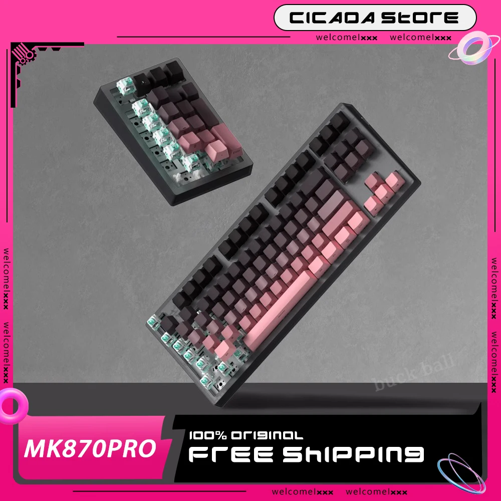 Fl·Esports Mk870pro Side Cutting Mechanical Keyboard 3 Mode Bluetooth Abs Low Latency Rgb Customization Gaming Office Keyboard