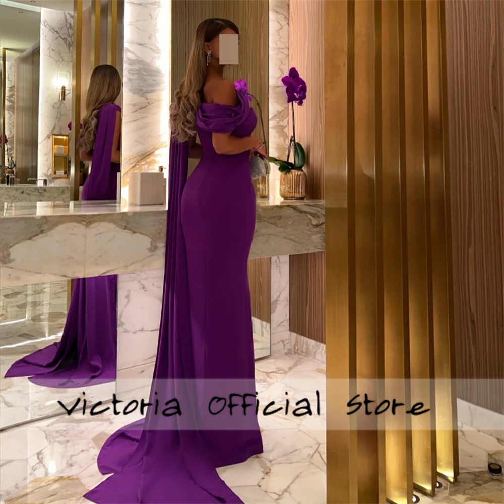 Elegant Purple Mermaid Jersey Satin Evening Gown One Shoulder 2024 Saudi Arabic Formal Party Prom Dress for Women Customized