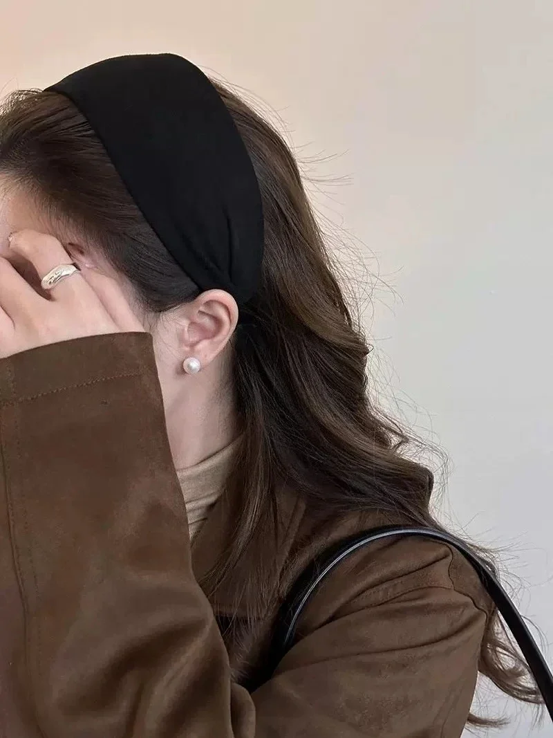 스웨이드 헤어밴드 넓은 논슬립 디자인 여성용 무압력 헤어밴드 일상 사용 세안용 헤어 선물