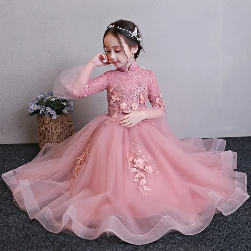 Girls Dress Long Bridesmaid Kids Dresses For Girls Appliques Christmas Princess Birthday Party Wedding Dress Communion Vestido