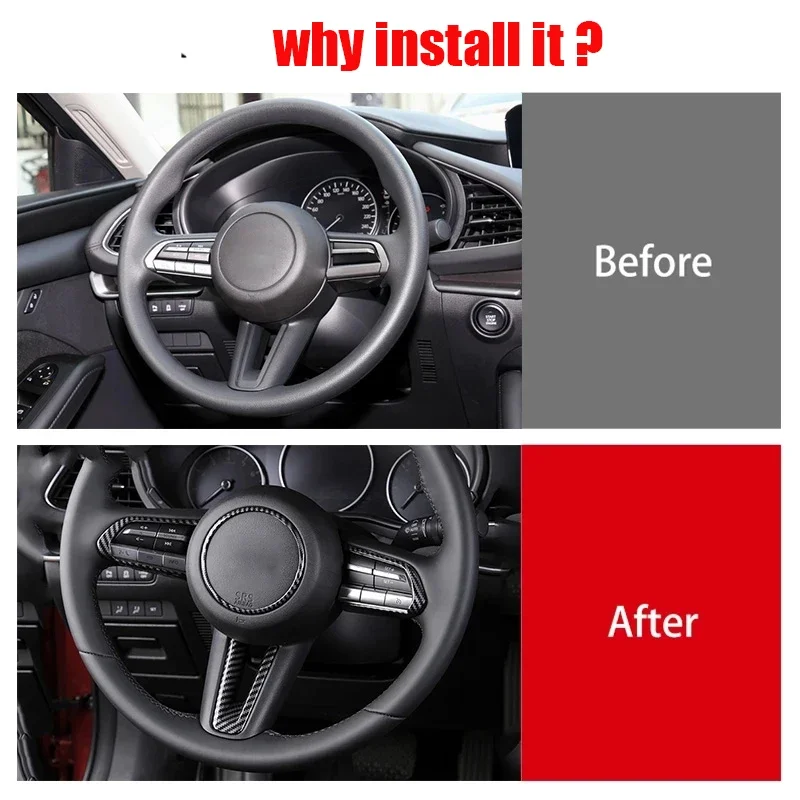 For Mazda 3 Axela BP CX-30 DM cx-50 2020-2022 2023 Steering Wheel Trim Circle Sequins Ring Cover Button Decoration Sticker