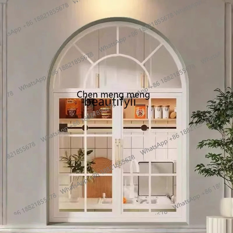 

X FH retro custom wrought iron aluminum alloy Shanghai arc old steel window arched lattice window