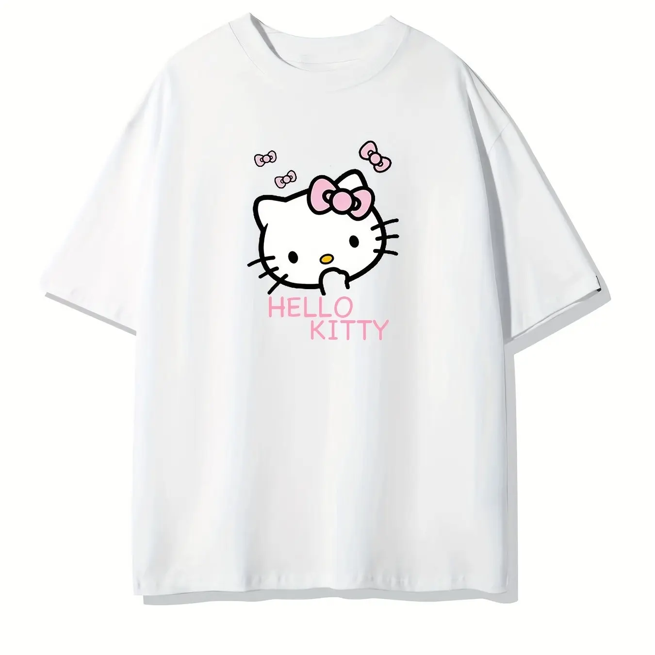 

Hello Kitty Graphic Printing Summer Autumn Winter Cotton Men's and Women's T-Shirts Short Sleeves Luxury Outdoor Sports Brand