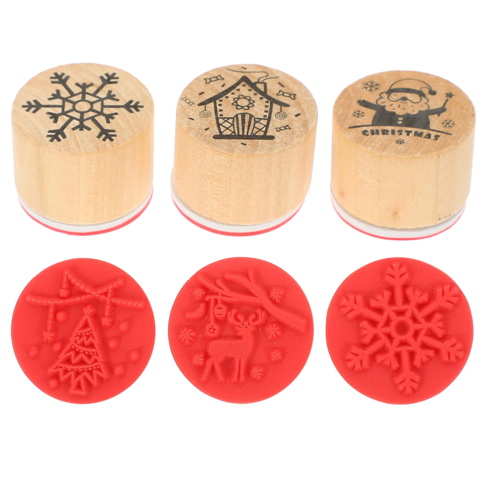 6 Pcs Mini Christmas House Candy Box Small Gift Packaging Paper DIY Stampers Wood Round Unique