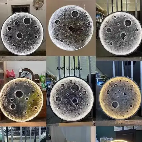 3D relief moon lamp wall lamp Bar camping background wall round moon decorative large mural lamp wall decor wall lights outdoor