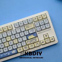 KBDiy 141 Keys KOA Profile PBT Keycap Custom Blue Meow Keycaps for Mechanical Keyboard Gaming MAC Cute MX Switches 7U Space Bar