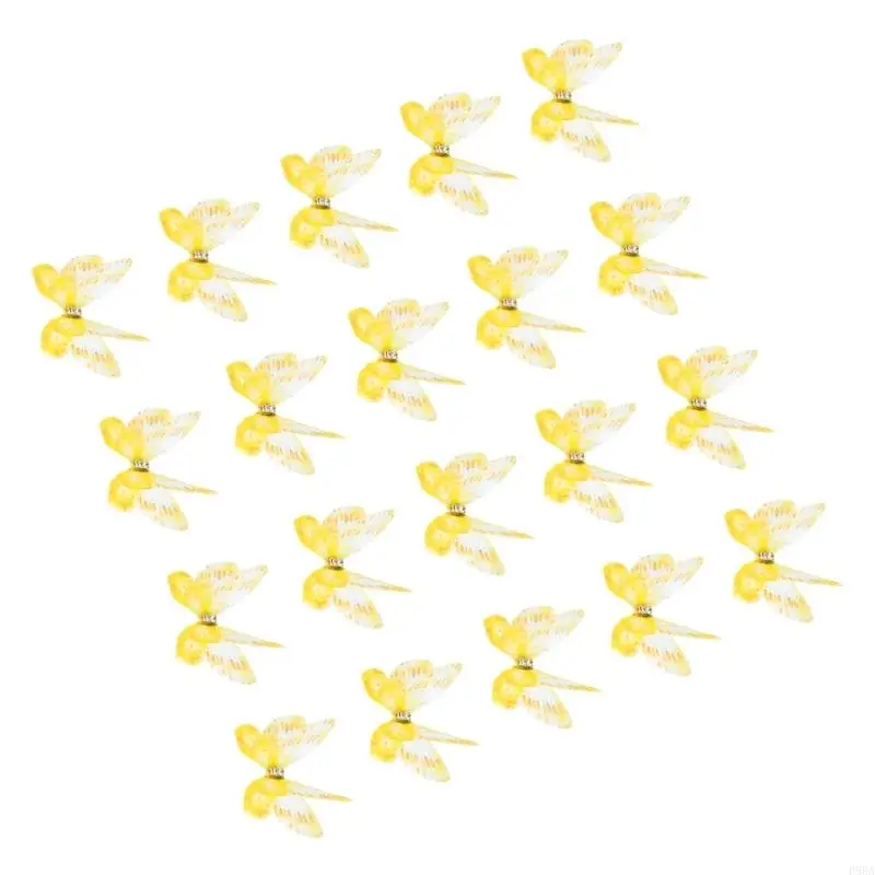 

P88A 20Pcs Sew on Organza Patches Rhinestones Butterfly Appliques Embroidered Applique for Sewing Craft Hair Accessories