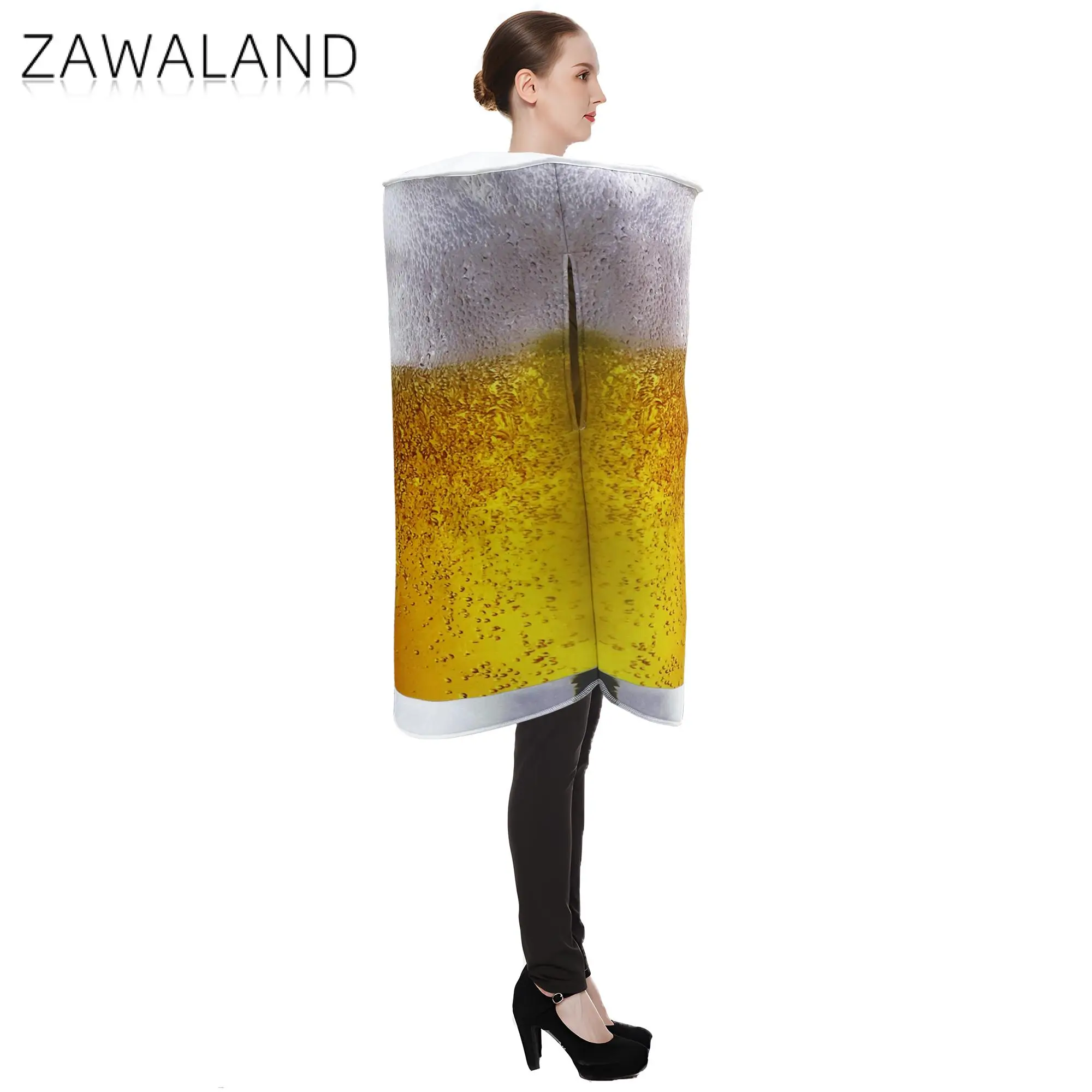 Zawaland Beer Costume Spiked Sparkling Water Funny Disguise Suit Woman Man Cosplay Party Clothes Halloween Carnival Purim Suits