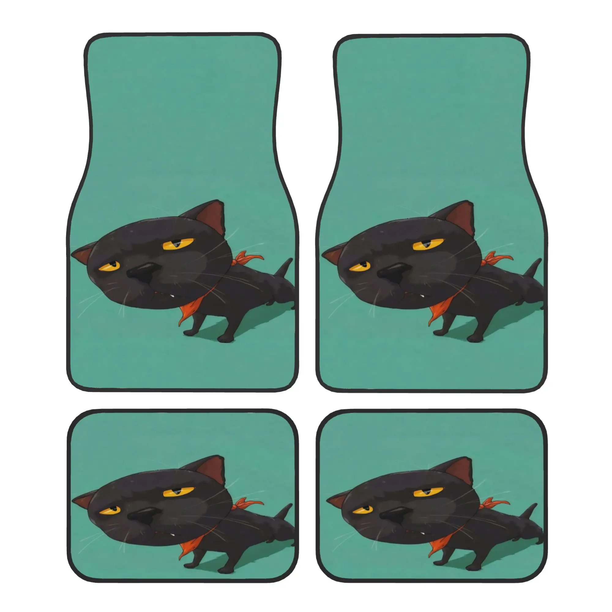 4pcs Car Floor Mats With Cute Kitten Design, Pattern, Suitable For Cars, Trucks, And SUVs, Durable And Easy To Clean, All-Seaso