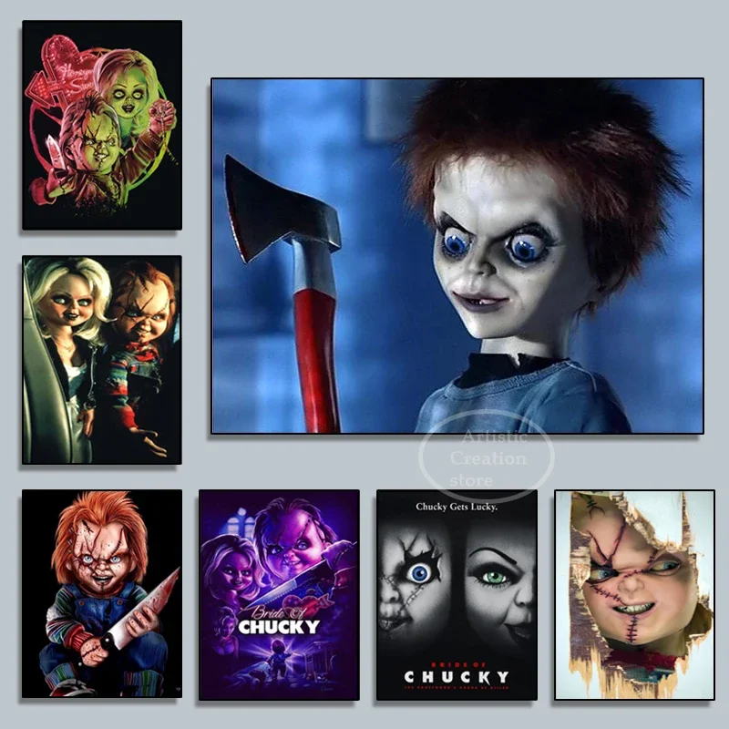 

Bride of Chucky Classic Horror Movie Character, Print Art Canvas Poster For Living Room Decor, Home Wall Picture