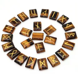 Natural Rune Set Divination Tumbled Rectangle Stones Viking Amulet for Fortune-telling Heaven Book Witchcraft Meditation Decor