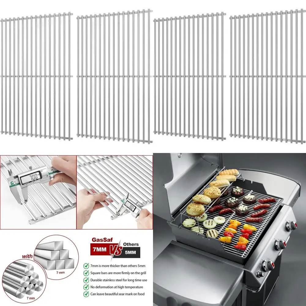 

Stainless Steel BBQ Grill Grates, Replacement Parts for Genesis Series, Compatible with 2007-2016 Models