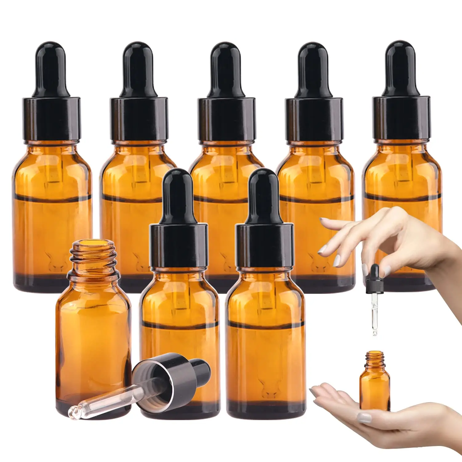 

50Pcs 5mL Tincture Bottles with Dropper, Labels- Leak Proof Travel Eye Dropper Bottle Amber for Essential Oil,Liquids,Perfume