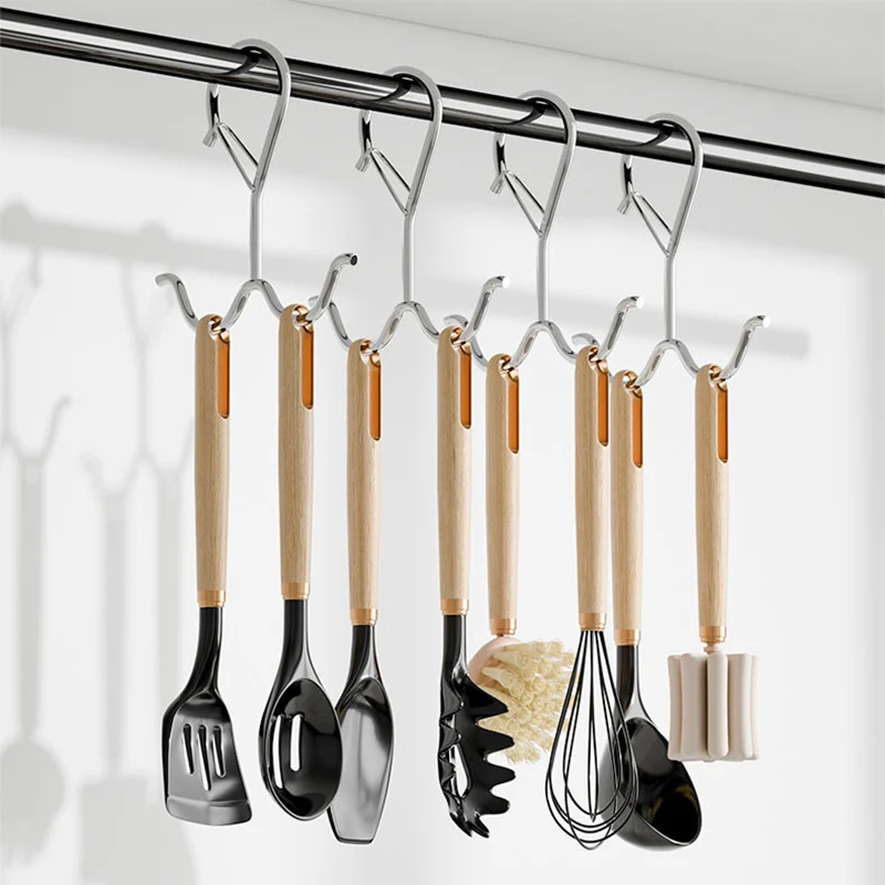 5/10Pcs Upgraded Windproof S Hooks Black/Silver Simple Double Hook for Closet Bathroom Kitchen Smooth Sturdy Metal Hanging Hooks