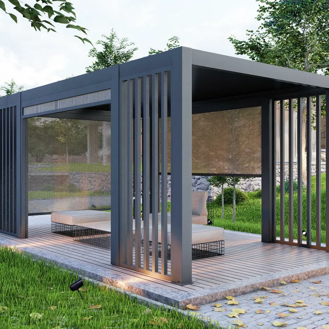 Outdoor Motorized Retractable Aluminum Alloy Adjustable Bioclimatic Easily Assembled Windproof Modern Garden Gazebo & Pavilion